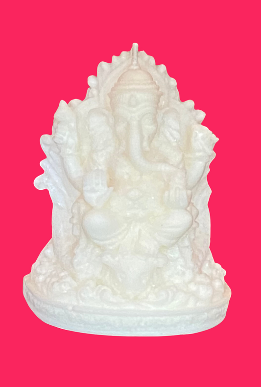Customized scented handcrafted 4 x 3.5 inches white Ganesh made with ecofriendly non-toxic 100%palm wax